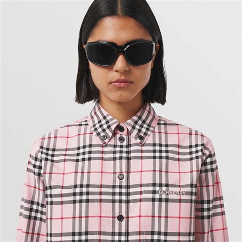 pink logo burberry shirt|Burberry plaid women's shirt.